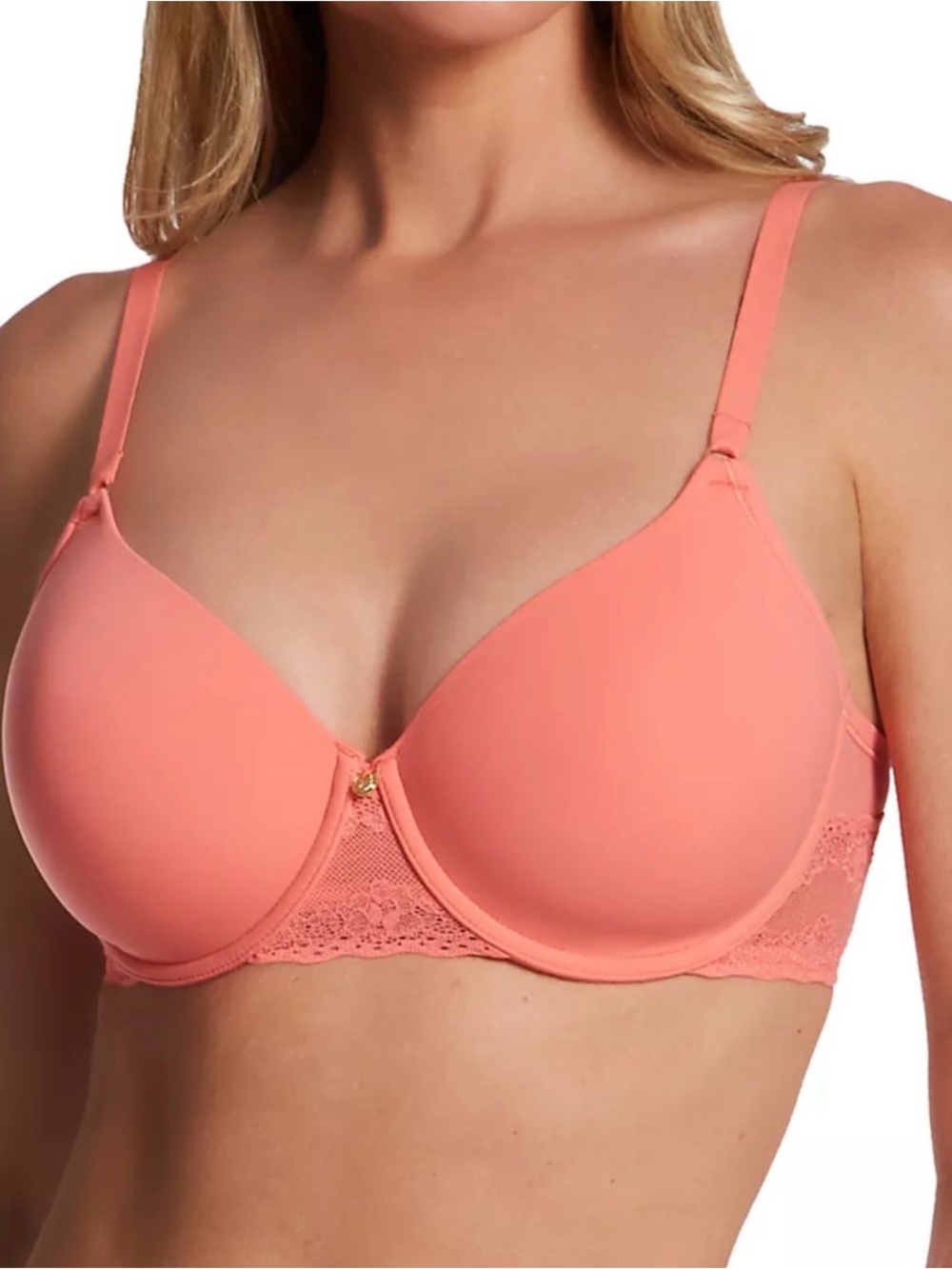NEW Natori Bliss Perfection T-shirt bra vibrant papaya coral color NWOT 36DDD